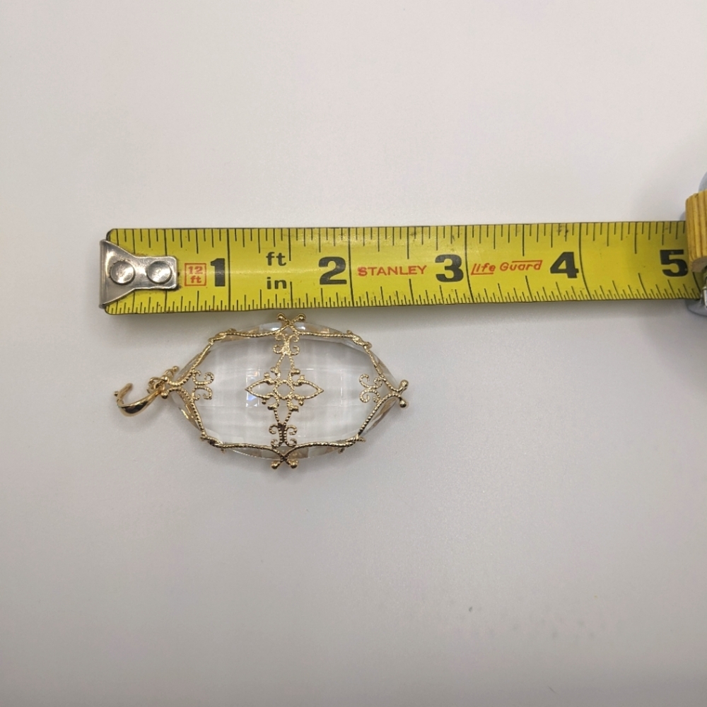 Sold💗14k Yellow Gold Crystal Quartz Gemstone Large Enhancer/Pendant - Picture 4 of 13